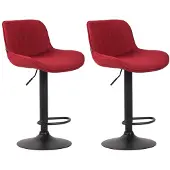 CLP 2er Set Barhocker Lentini Stoff schwarz rot