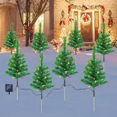 Fiqops Faziango 2x Solar Weihnachtsbaum Bodeneinstecklicht 1-zu-4 4W 8 Leuchtmodi