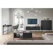Lomadox Wohnmöbel Set schwarz, Fußgestell schwarz, NEWCASTLE-160, 4-teilig inkl. Couchtisch