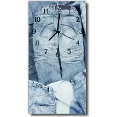 Tulup Glasuhr Wanduhr Küchenuhr Echt-Glas 30x60 Hose Blau