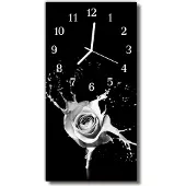 Tulup Glasuhr Wanduhr Küchenuhr Echt-Glas 30x60 Rose Schwarz