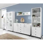 Lomadox Wohnzimmer Set modern inkl. Vitrinenschrank mit Beleuchtung BEND-133, 4-teilig