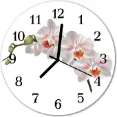 Tulup Glasuhr Wanduhr Küchenuhr Echt-Glas 30fi cm Orchidee weiß