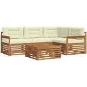 vidaXL Outdoor-Sofagarnitur 5 stk. Natur und Creme