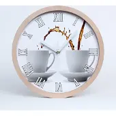 Tulup Holzuhr 30fi cm wanduhr - weiße Spitzen - rieselfähigen Kaffee