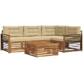 vidaXL Outdoor-Sofagarnitur mit Kissen 5 pcs Natur und Beige