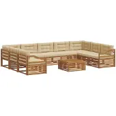 vidaXL Outdoor-Sofagarnitur 10 Stk. Natur und Beige Massivholz Akazie