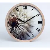 Tulup Holzuhr 25fi cm wanduhr - schwarze Spitzen - Löwenzahn