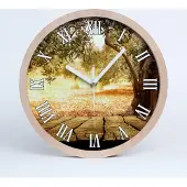 Tulup Holzuhr 30fi cm wanduhr - weiße Spitzen - Olive