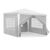 Eikuavons Pavillon 3x3 m Weiß Partyzelt Gartenpavillon mit Seitenteilen für Garten Camping