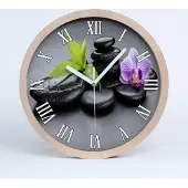 Tulup Holzuhr 25fi cm wanduhr - weiße Spitzen - zen-Steine