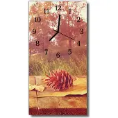 Tulup Glasuhr Wanduhr Küchenuhr Echt-Glas 30x60 Zapfen Braun