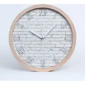 Tulup Holzuhr 25fi cm wanduhr - weiße Spitzen - Ziegelwand