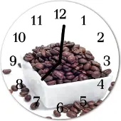 Tulup Glasuhr Wanduhr Küchenuhr Echt-Glas 30fi cm Kaffeebohnen braun