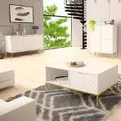 Lomadox Wohnzimmer Set 3-teilig modern in weiß matt mit gefrästen Fronten ANGERA-140
