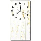 Tulup Glasuhr Wanduhr Küchenuhr Echt-Glas 30x60 Holzboden Weiß
