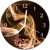 Tulup Glasuhr Wanduhr Küchenuhr Echt-Glas 30fi cm Kaffee Tasse braun