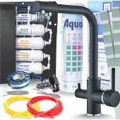ARI Venom 1 3-Wege Küchenarmatur Schwarz Chrom mit 5-Stufen Wasserfiltersystem Untertisch Trinkwasserfilter