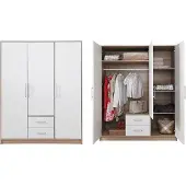 Dakar Kleiderschrank Drehtürenschrank Smart 150x56x190cm Sonoma Eiche weiß 3-türig