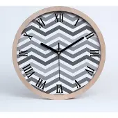 Tulup Holzuhr 25fi cm wanduhr - schwarze Spitzen - grau Zickzacks