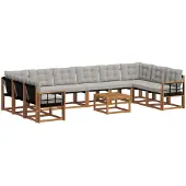 vidaXL Outdoor-Sofagarnitur 11 stk. Natürlich und Hellgrau