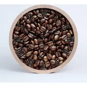 Tulup Holzuhr 30fi cm wanduhr - schwarze Spitzen - Kaffeebohnen