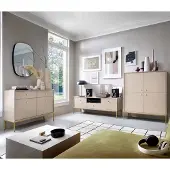 Lomadox Wohnzimmermöbel Set beige, Fußgestell goldfarben, MALAGA-160, 3-teilig