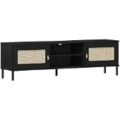 Lomadox TV Lowboard in Kiefer massiv schwarz 158 cm breit, WATFORD-69