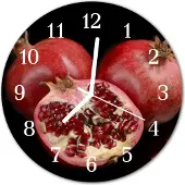 Tulup Glasuhr Wanduhr Küchenuhr Echt-Glas 30fi cm Granatapfel rot