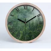 Tulup Holzuhr 20fi cm wanduhr - schwarze Spitzen - geheimnisvollen Wald