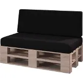 Sunnypillow 2er Palettenkissen Set mit abnehmbarem Bezug Sitzkissen + Rückenkissen | Schwarz |