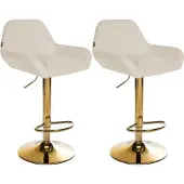 CLP 2er Set Barhocker Braga Gold Stoff creme
