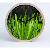 Tulup Holzuhr 25fi cm wanduhr - schwarze Spitzen - Gras