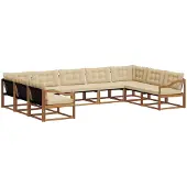 vidaXL Outdoor-Sofagarnitur 9 Stk. Natur und Beige