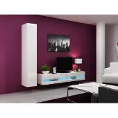Fun-Möbel Mediawand Wohnwand 2 tlg - SENTIC 9 - Weiss Hochglanz