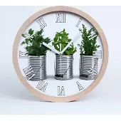 Tulup Holzuhr 20fi cm wanduhr - weiße Spitzen - aromatische Pflanzen