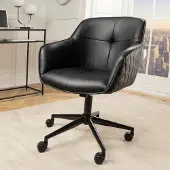 Riess Höhenverstellbarer Bürostuhl EUPHORIA schwarz Kunstleder drehbar Ziersteppung gepolstert