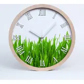 Tulup Holzuhr 30fi cm wanduhr - weiße Spitzen - Gras