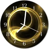Tulup Glasuhr Wanduhr Küchenuhr Echt-Glas 30fi cm Abstrakter Kreis gelb