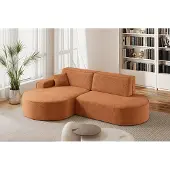 Fun-Möbel Ecksofa Schlafsofa Sofa VENEDIG Stoff Arena Rostbraun Ottomane Links