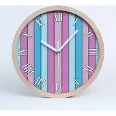 Tulup Holzuhr 20fi cm wanduhr - weiße Spitzen - bunte Streifen