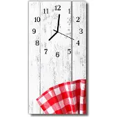 Tulup Glasuhr Wanduhr Küchenuhr Echt-Glas 30x60 Muster Rot