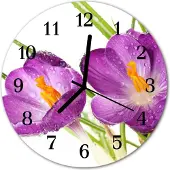 Tulup Glasuhr Wanduhr Küchenuhr Echt-Glas 30fi cm Krokusse violett
