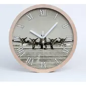 Tulup Holzuhr 30fi cm wanduhr - weiße Spitzen - alt Bomber