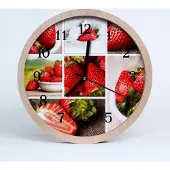 Tulup Holzuhr 20fi cm wanduhr - Erdbeer-Frucht