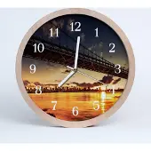 Tulup Holzuhr 30fi cm wanduhr - Architektur-River-Brücke