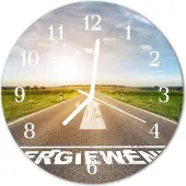 Tulup Glasuhr Wanduhr Küchenuhr Echt-Glas 30fi cm Weg Feld grau