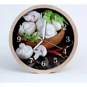 Tulup Holzuhr 30fi cm wanduhr - Pilze Küche