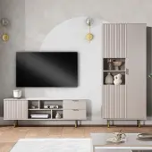 Lomadox Wohnwand Beige NADOR-132 modern 2-teilig