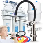 ARI Wasserfilter Set RO7 mit 3-Wege Küchenarmatur Flexible, 7-stufige Umkehrosmose, Edelstahl Inox, Mineralisierung